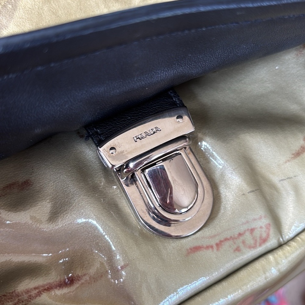 Prada Vernice Sfumato Flap Bag Spazzolato Ombre Shoulder Purse Patent Leather - Picture 15 of 16